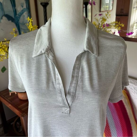 Banana Republic Light Gray Collared Modal Blend Pullover Top Size M Soft Stretch - Picture 4 of 8
